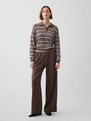 Gap Brown Brushed Twill Easy Wide-Leg Trousers - Image 4 of 5
