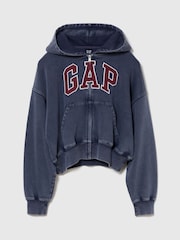 Gap Blue Vintage Soft Oversized Logo Zip-Up Hoodie - Image 1 of 2