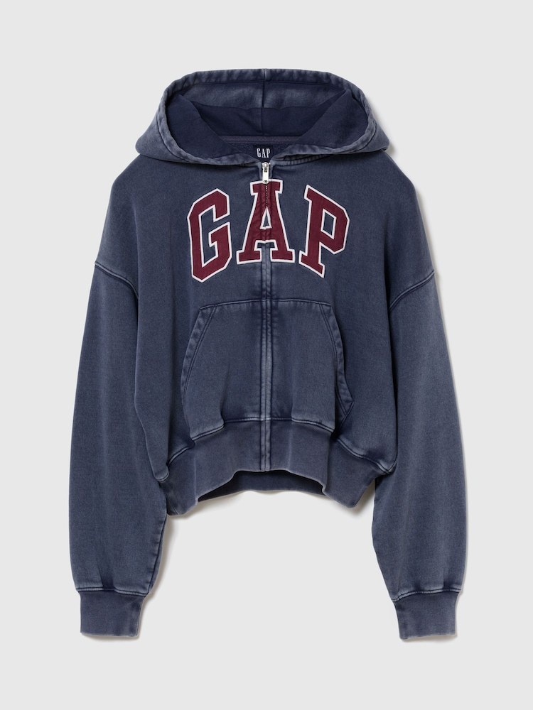 Gap Blue Vintage Soft Oversized Logo Zip-Up Hoodie - Image 1 of 2 Gap Blue Vintage Soft Oversized Logo Zip-Up Hoodie - Image 1 of 2