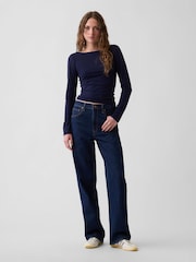 Zils/tumši zils - Gap CloseKnit džersijas T-krekls ar izliektu mugurpusi - Attēls 3 no 4