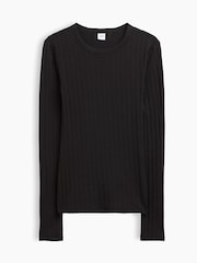 Schwarz - Gap Essential Ribbed Pointelle Long Sleeve T-Shirt - Bild 5 von 5