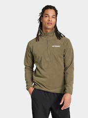 adidas Green Essentials 1/2 Zip Fleece Jacket - Image 1 of 7