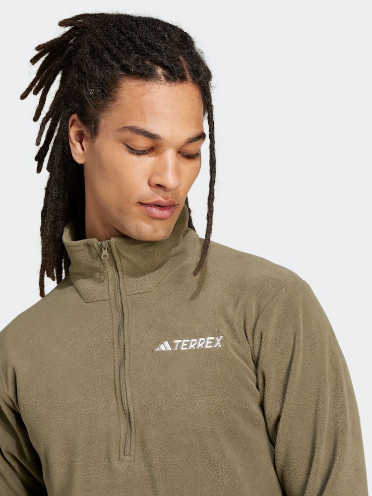 adidas Green Essentials 1/2 Zip Fleece Jacket - Image 5 of 7