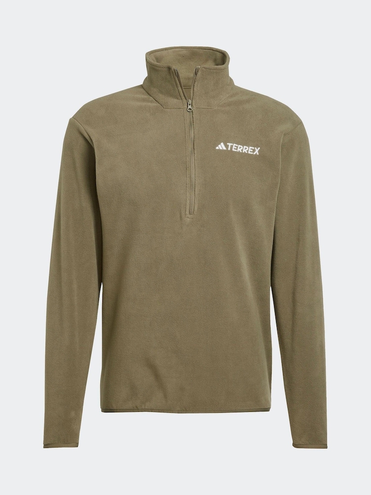 adidas Green Essentials 1/2 Zip Fleece Jacket - Image 7 of 7