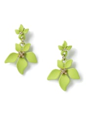 Aela Lime Green Flower Drop Earrings - Image 1 of 2