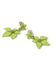 Aela Lime Green Flower Drop Earrings - Image 2 of 2
