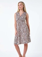 Roman Natural Animal Twist Front Stretch Dress - Image 2 of 5