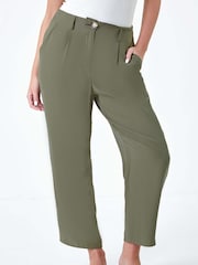 Roman Green Cropped Tapered Trousers - Image 4 of 5