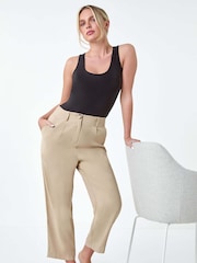 Roman Natural Cropped Tapered Trousers - Image 1 of 5
