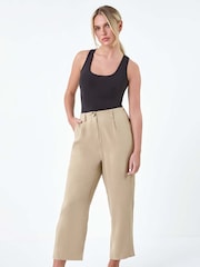 Roman Natural Cropped Tapered Trousers - Image 2 of 5
