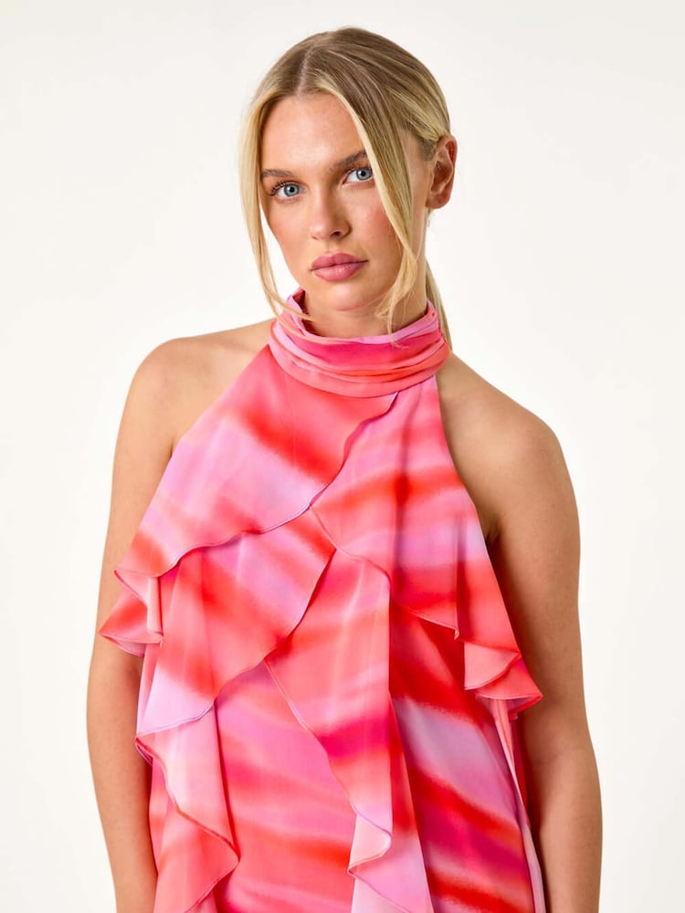 open lace back dress Starfish Halter Dress in Pink and Orange  Buggy NYC
