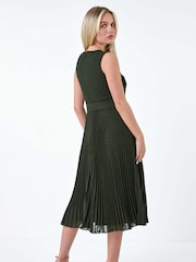 Roman Green Textured Spot Pleated Dress - Image 2 of 5