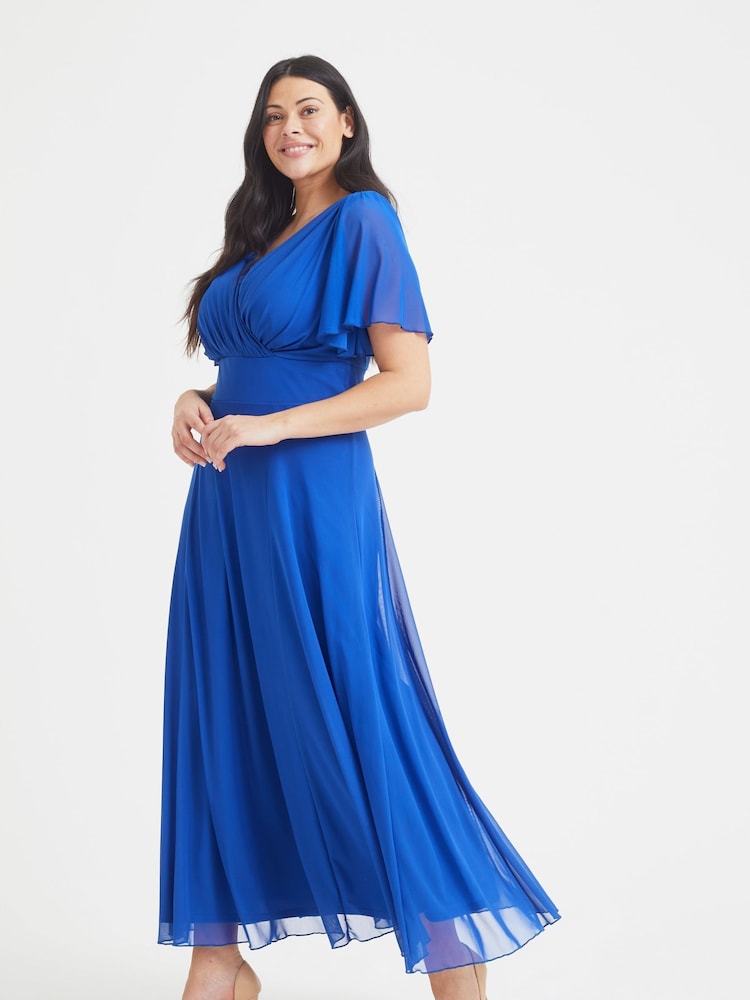 Scarlett & Jo Blue Isabelle Angel Sleeve Maxi Dress - Image 1 of 4