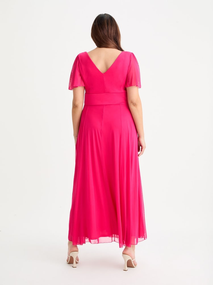 Scarlett & Jo Pink Isabelle Solid Float Sleeve Maxi Dress - Image 2 of 5