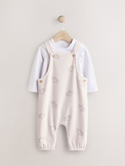 Oso gris - Conjunto de peto y body de velour (0 meses-2 años) - Imagen 1 de 11