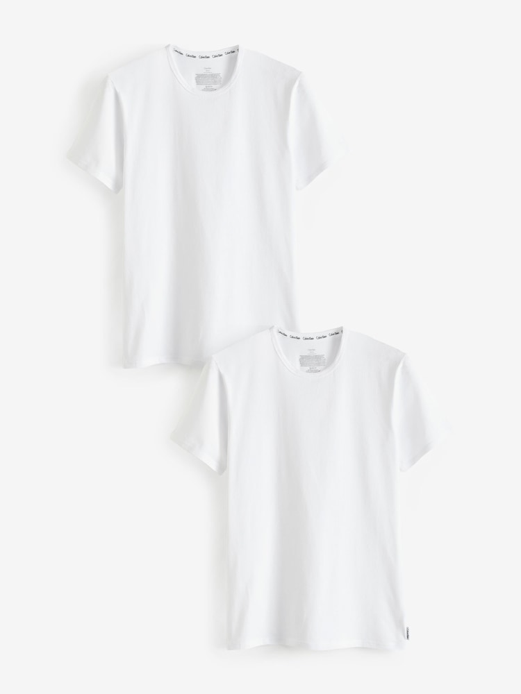 Calvin Klein White Crew Neck T-Shirt 2 Pack - Image 1 of 2