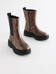 Bronze Snake Print Chunky Tall Chelsea Boots - Image 4 of 9