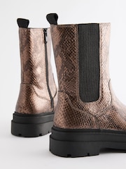 Bronze Snake Print Chunky Tall Chelsea Boots - Image 6 of 9
