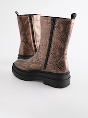 Bronze Snake Print Chunky Tall Chelsea Boots - Image 7 of 9