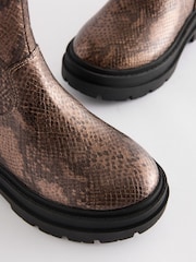 Bronze Snake Print Chunky Tall Chelsea Boots - Image 8 of 9