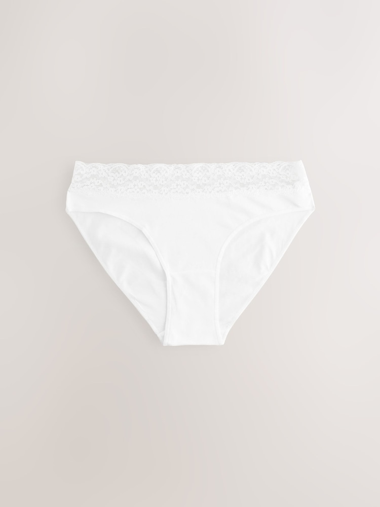 Pastel High Leg Cotton and Lace Knickers 7 Pack - Image 2 of 9
