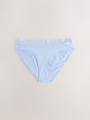 Pastel High Leg Cotton and Lace Knickers 7 Pack - Image 3 of 9