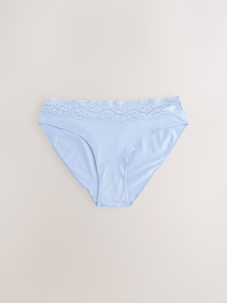 Pastel High Leg Cotton and Lace Knickers 7 Pack - Image 3 of 9