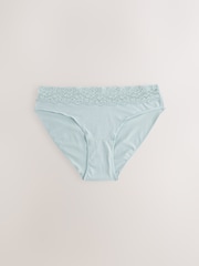 Pastel High Leg Cotton and Lace Knickers 7 Pack - Image 4 of 9