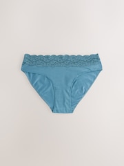 Pastel High Leg Cotton and Lace Knickers 7 Pack - Image 5 of 9