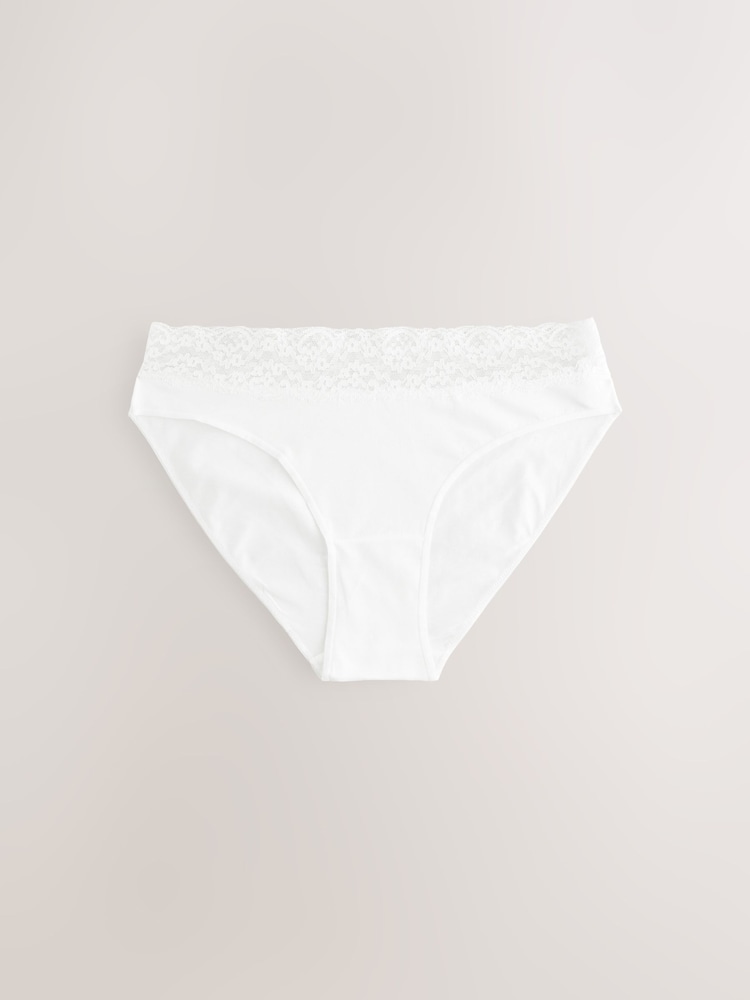 Pastel High Leg Cotton and Lace Knickers 7 Pack - Image 7 of 9