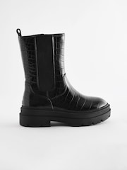 Black Snake Print Chunky Tall Chelsea Boots - Image 2 of 6