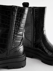 Black Snake Print Chunky Tall Chelsea Boots - Image 4 of 6