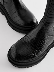 Black Snake Print Chunky Tall Chelsea Boots - Image 5 of 6