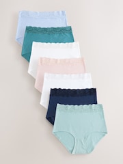Pastel Full Brief Cotton and Lace Knickers 7 Pack - Image 1 of 10