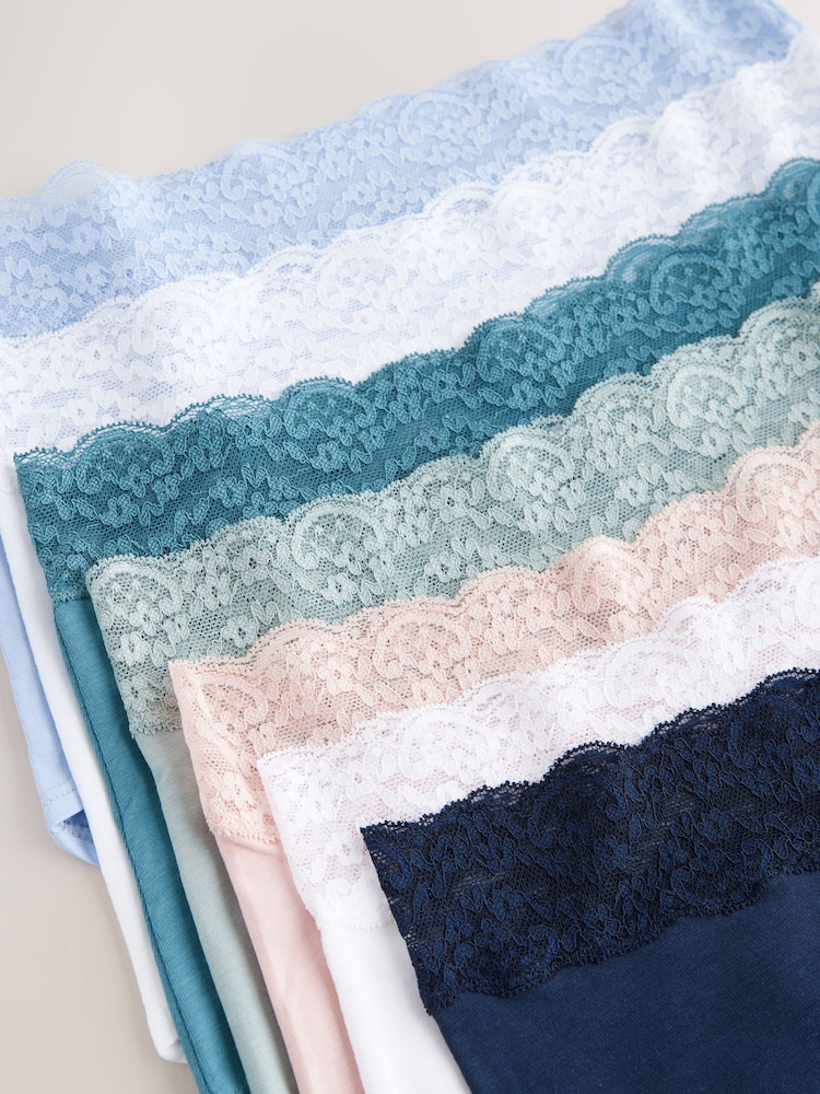 pastel - Lot de 7 culottes en coton et dentelle - Image 9 of 10
