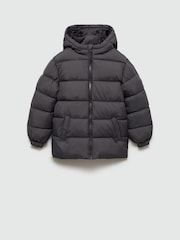 Mango Black Hood Quilted Coat - Image 1 of 4