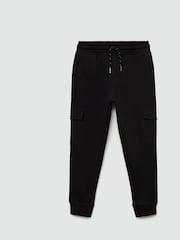 Mango Black 100% Cotton Cargo Jogger Trousers - Image 1 of 3