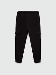 Mango Black 100% Cotton Cargo Jogger Trousers - Image 2 of 3