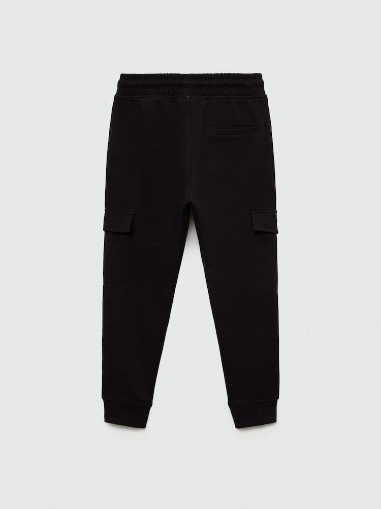 Mango Black 100% Cotton Cargo Jogger Trousers - Image 2 of 3 Mango Black 100% Cotton Cargo Jogger Trousers - Image 2 of 3