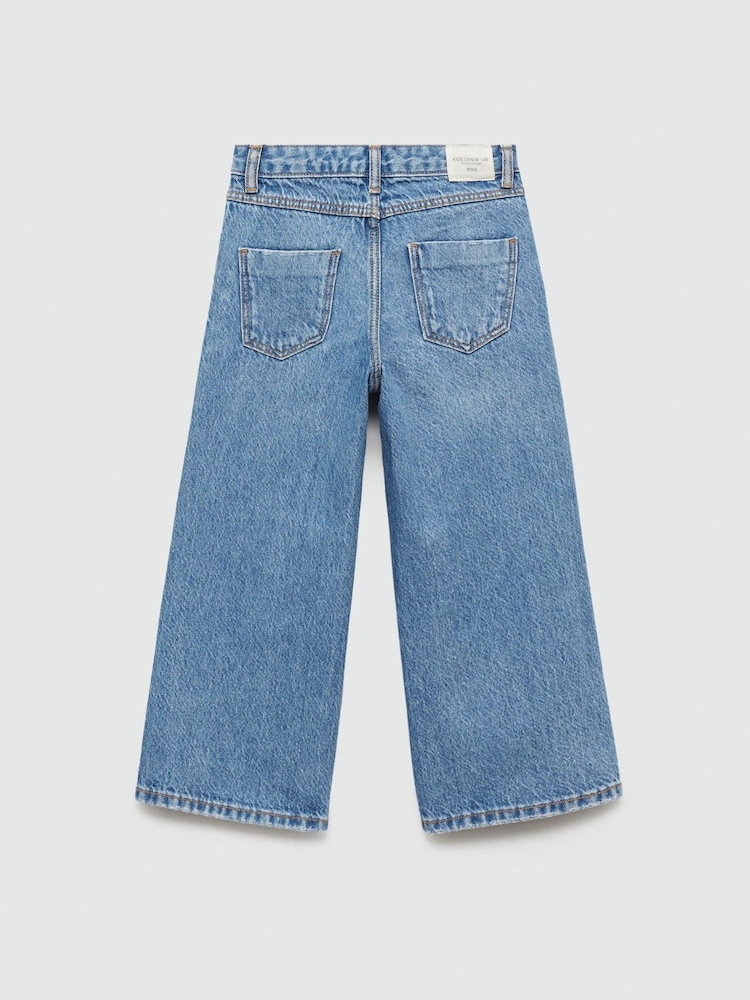 Mango Blue 100% Cotton Culotte Jeans - Image 2 of 3 Mango Blue 100% Cotton Culotte Jeans - Image 2 of 3
