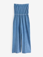Simply Be Blue Acid Wash Jersey Bandeau 100% Cotton Jumpsuit - Image 5 of 5