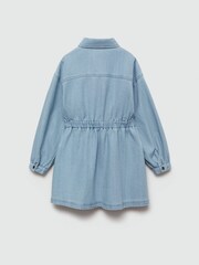 Mango Blue Girls Denim Button Down 100% Cotton Shirt Dress - Image 2 of 4