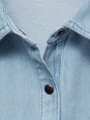Mango Blue Girls Denim Button Down 100% Cotton Shirt Dress - Image 3 of 4