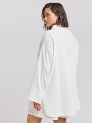 Simply Be White Cheesecloth Double Pocket Oversized 100% Cotton Shirt - Image 2 of 4