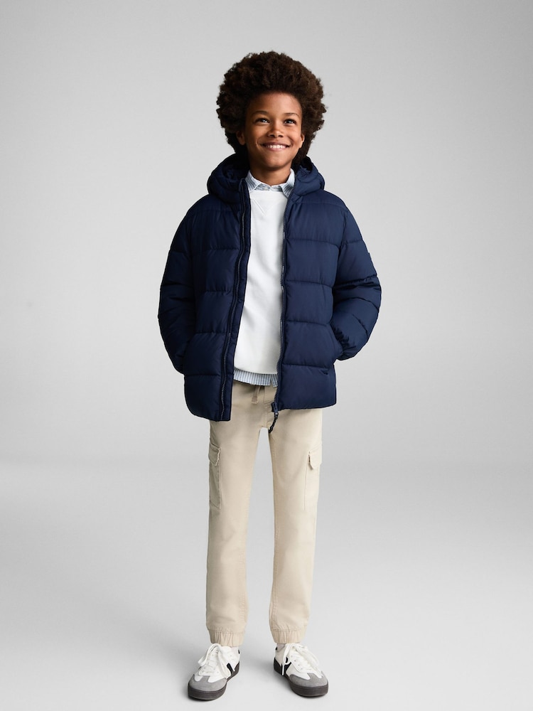 Mango Blue Hood Quilted Coat - Image 1 of 8