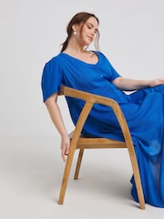 Simply Be Blue Crinkle Button up Maxi Dress - Image 4 of 4