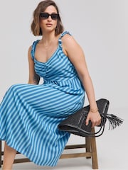 Simply Be Blue Tie Front Midi Dress - Image 2 of 4