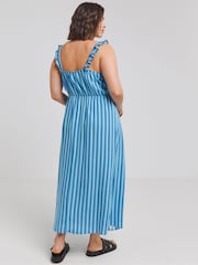 Simply Be Blue Tie Front Midi Dress - Image 3 of 4
