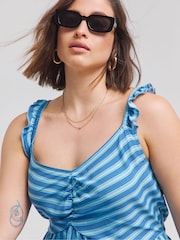 Simply Be Blue Tie Front Midi Dress - Image 4 of 4