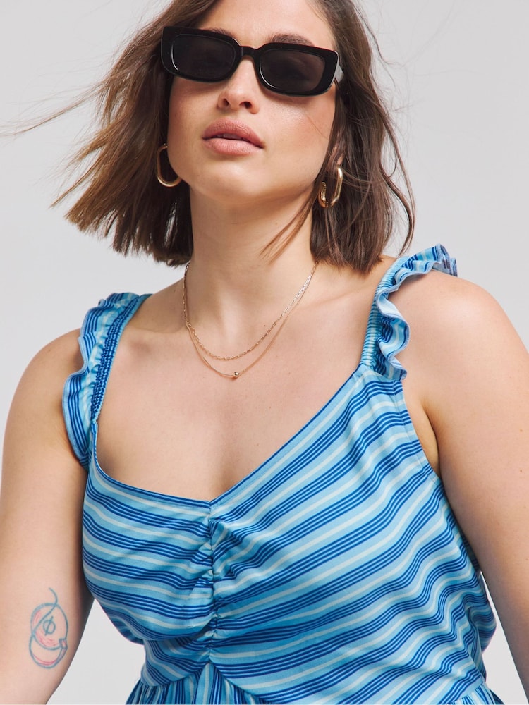 Simply Be Blue Tie Front Midi Dress - Image 4 of 4